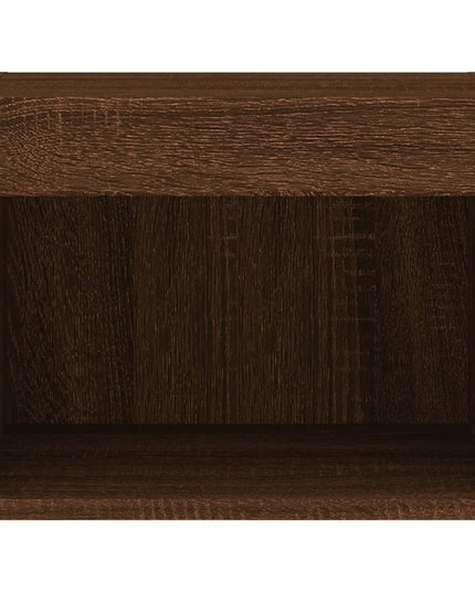 Comodino con Luci LED a Parete Rovere Marrone