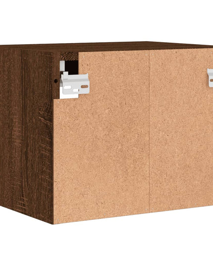 Comodino con Luci LED a Parete Rovere Marrone