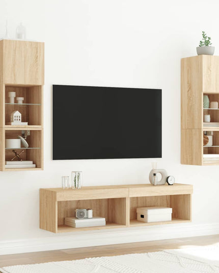 Mobile Porta TV con Luci LED Rovere Sonoma 60x30x30 cm