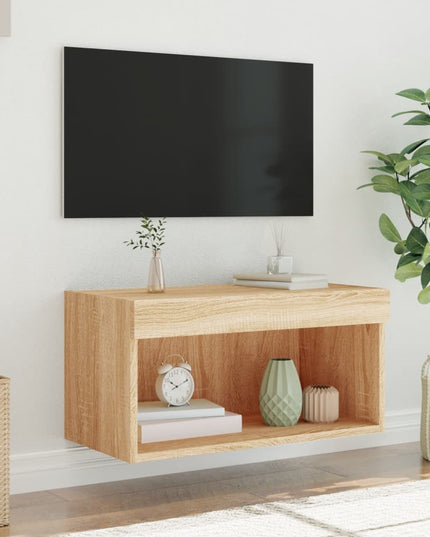 Mobile Porta TV con Luci LED Rovere Sonoma 60x30x30 cm