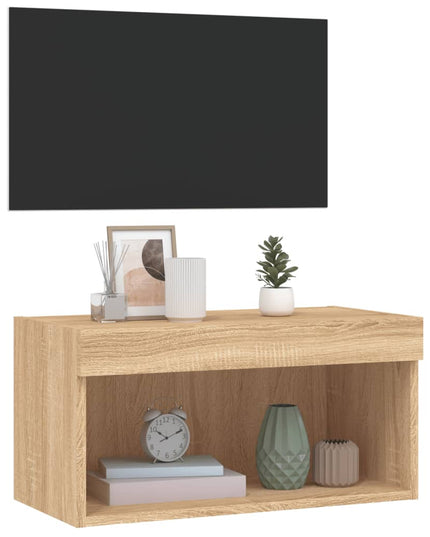 Mobile Porta TV con Luci LED Rovere Sonoma 60x30x30 cm