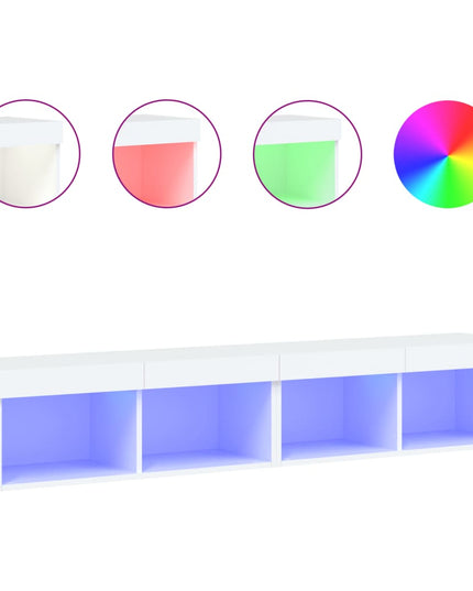 Mobili Porta TV con Luci LED 2 pz Bianchi 80x30x30 cm