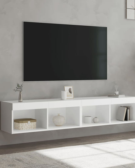 Mobili Porta TV con Luci LED 2 pz Bianchi 80x30x30 cm