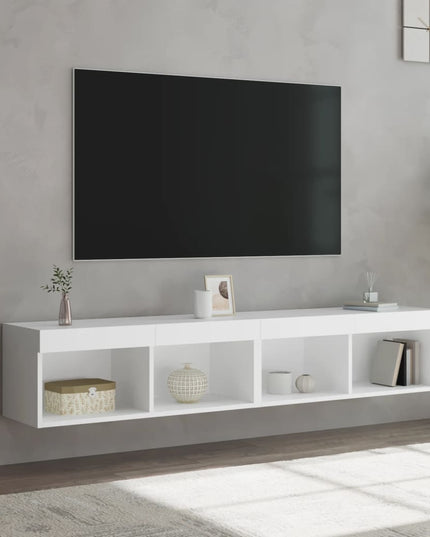 Mobili Porta TV con Luci LED 2 pz Bianchi 80x30x30 cm