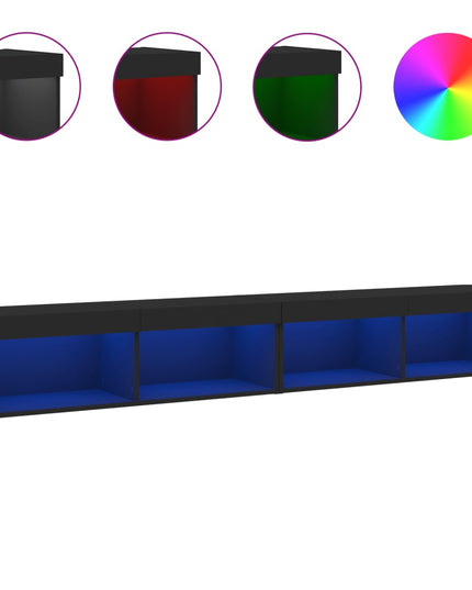 Mobili Porta TV con Luci LED 2 pz Neri 100x30x30 cm
