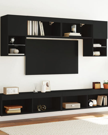 Mobili Porta TV con Luci LED 2 pz Neri 100x30x30 cm