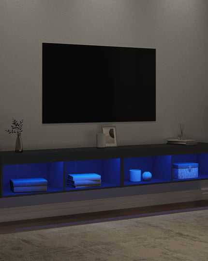 Mobili Porta TV con Luci LED 2 pz Neri 100x30x30 cm