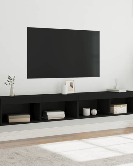 Mobili Porta TV con Luci LED 2 pz Neri 100x30x30 cm