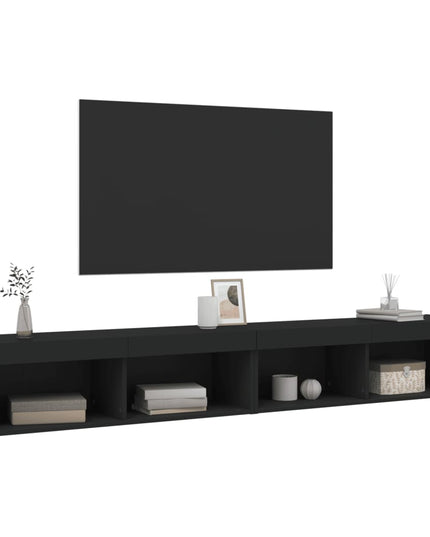 Mobili Porta TV con Luci LED 2 pz Neri 100x30x30 cm