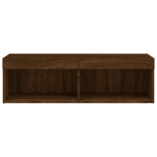 Mobile Porta TV con Luci LED Rovere Marrone 100x30x30 cm