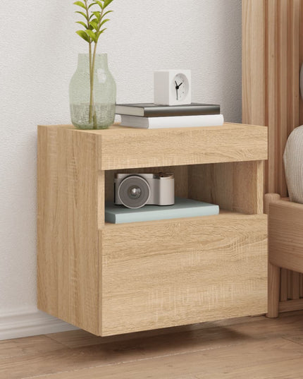 Mobile TV a Parete con Luci LED Rovere Sonoma 40x30x40 cm