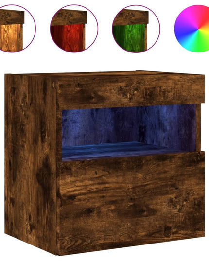 Mobili TV a Parete con Luci LED 2pz Rovere Fumo 40x30x40 cm
