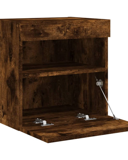 Mobili TV a Parete con Luci LED 2pz Rovere Fumo 40x30x40 cm