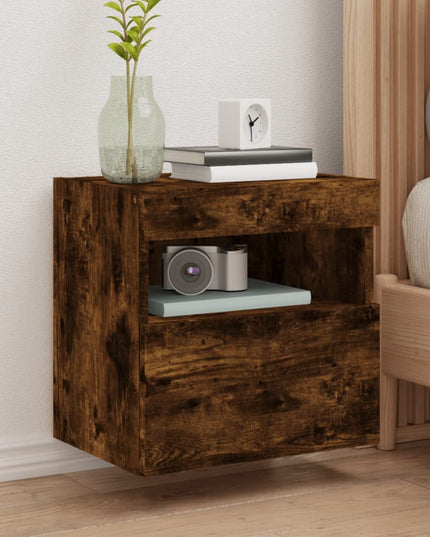 Mobili TV a Parete con Luci LED 2pz Rovere Fumo 40x30x40 cm