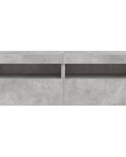 Mobili TV a Parete con Luci LED 2pz Grigio Cemento 60x30x40 cm