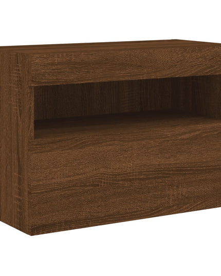 Mobile TV a Parete con Luci LED Rovere Marrone 60x30x40 cm