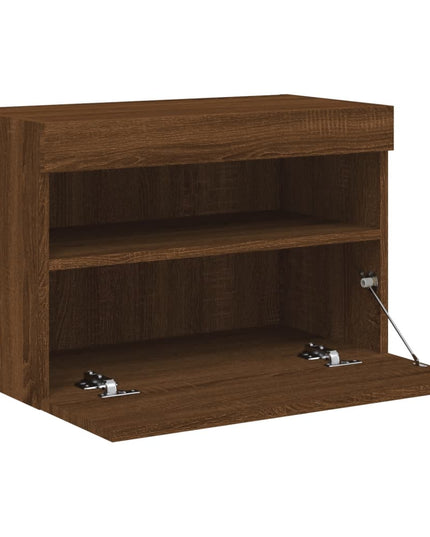 Mobile TV a Parete con Luci LED Rovere Marrone 60x30x40 cm