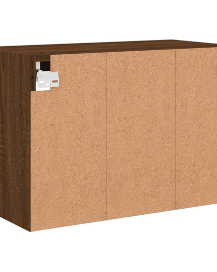 Mobile TV a Parete con Luci LED Rovere Marrone 60x30x40 cm