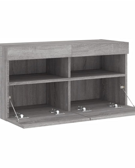 Mobile TV a Parete con Luci LED Grigio Sonoma 80x30x40 cm