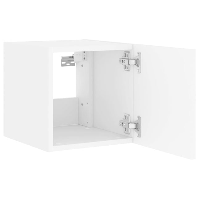 Mobili TV a Parete con Luci LED 2pz Bianchi 30,5x35x30 cm