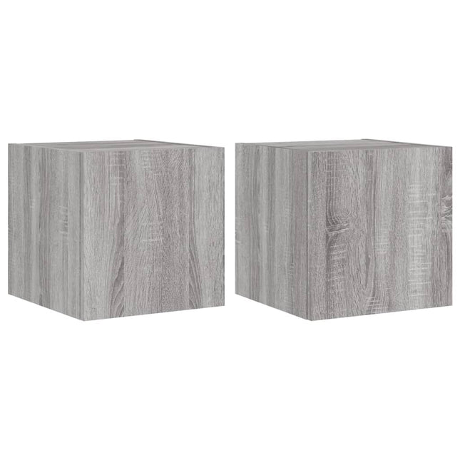 Mobili TV a Parete con Luci LED 2pz Grigio Sonoma 30,5x35x30 cm