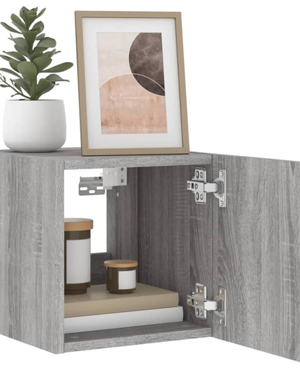 Mobili TV a Parete con Luci LED 2pz Grigio Sonoma 30,5x35x30 cm