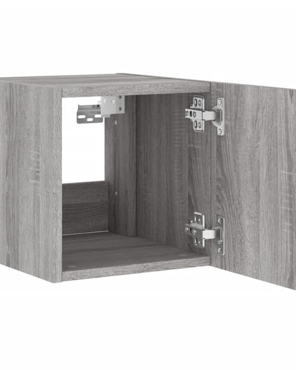 Mobili TV a Parete con Luci LED 2pz Grigio Sonoma 30,5x35x30 cm