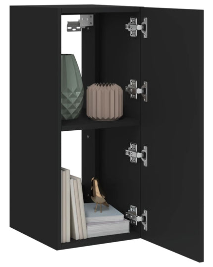 Mobile TV a Parete con Luci LED Nero 30,5x35x70 cm