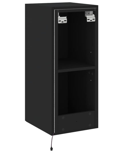 Mobile TV a Parete con Luci LED Nero 30,5x35x70 cm