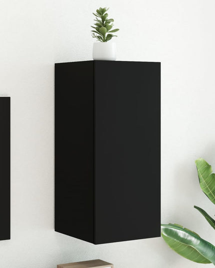 Mobile TV a Parete con Luci LED Nero 30,5x35x70 cm