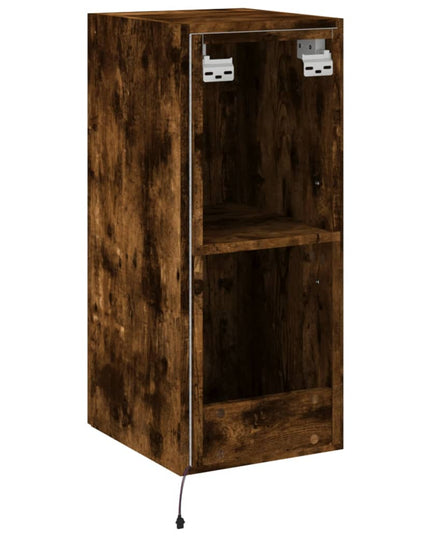 Mobile TV a Parete con Luci LED Rovere Fumo 30,5x35x70 cm