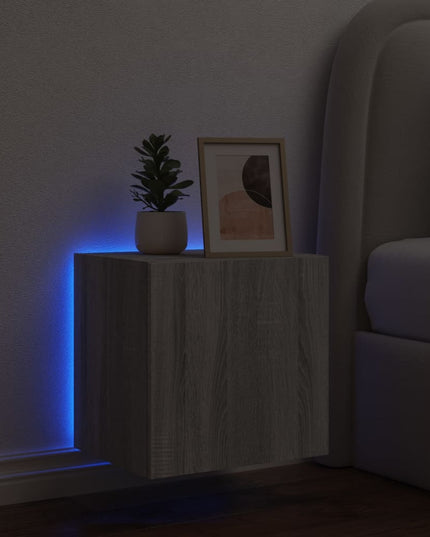Mobile TV a Parete con Luci LED Grigio Sonoma 40,5x35x40 cm