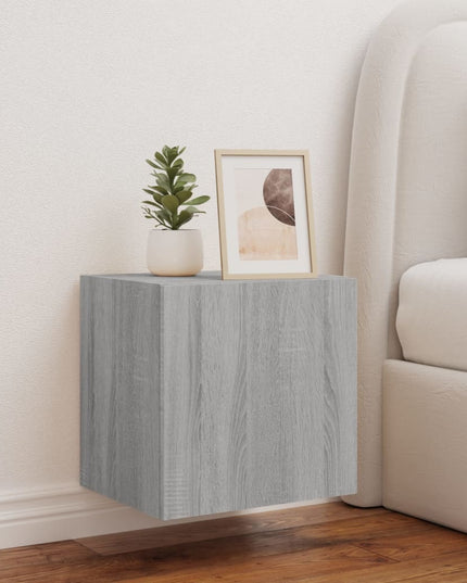 Mobile TV a Parete con Luci LED Grigio Sonoma 40,5x35x40 cm