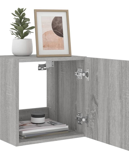 Mobile TV a Parete con Luci LED Grigio Sonoma 40,5x35x40 cm