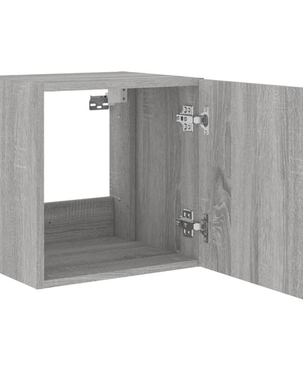 Mobile TV a Parete con Luci LED Grigio Sonoma 40,5x35x40 cm