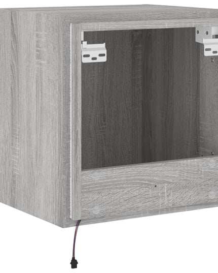 Mobile TV a Parete con Luci LED Grigio Sonoma 40,5x35x40 cm