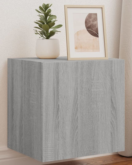 Mobile TV a Parete con Luci LED Grigio Sonoma 40,5x35x40 cm