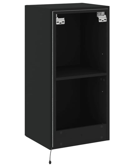 Mobile TV a Parete con Luci LED Nero 40,5x35x80 cm