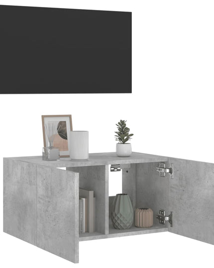 Mobile TV a Parete con Luci LED Grigio Cemento 60x35x31 cm