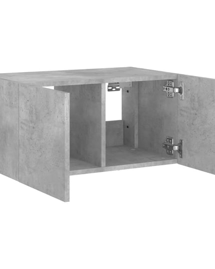 Mobile TV a Parete con Luci LED Grigio Cemento 60x35x31 cm
