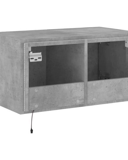 Mobile TV a Parete con Luci LED Grigio Cemento 60x35x31 cm