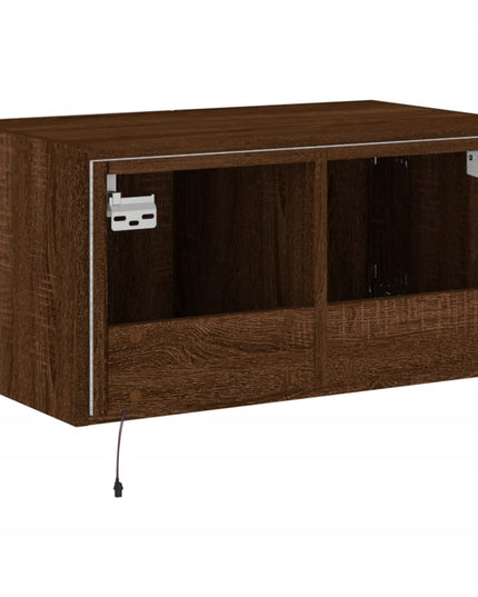Mobile TV a Parete con Luci LED Rovere Marrone 60x35x31 cm