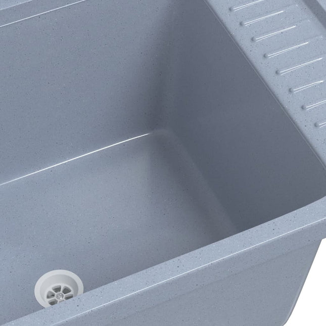 Lavabo a Parete Grigio 60x40x28 cm in Resina