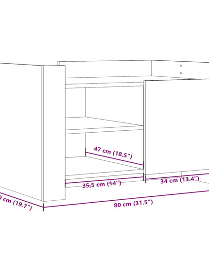 Tavolino da Salotto Bianco 80x50x50 cm in Legno Multistrato