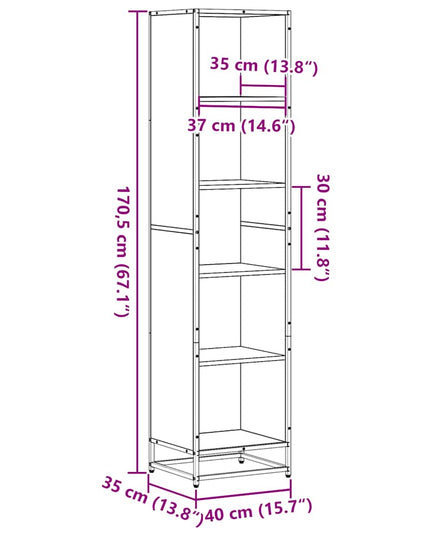 Libreria Grigio Sonoma 40x35x170,5 cm in Legno Multistrato