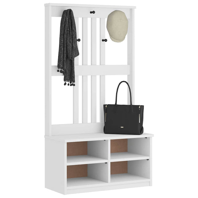 Albero da Ingresso SANDENS Bianco 87x40x159,5 cm Legno di Pino