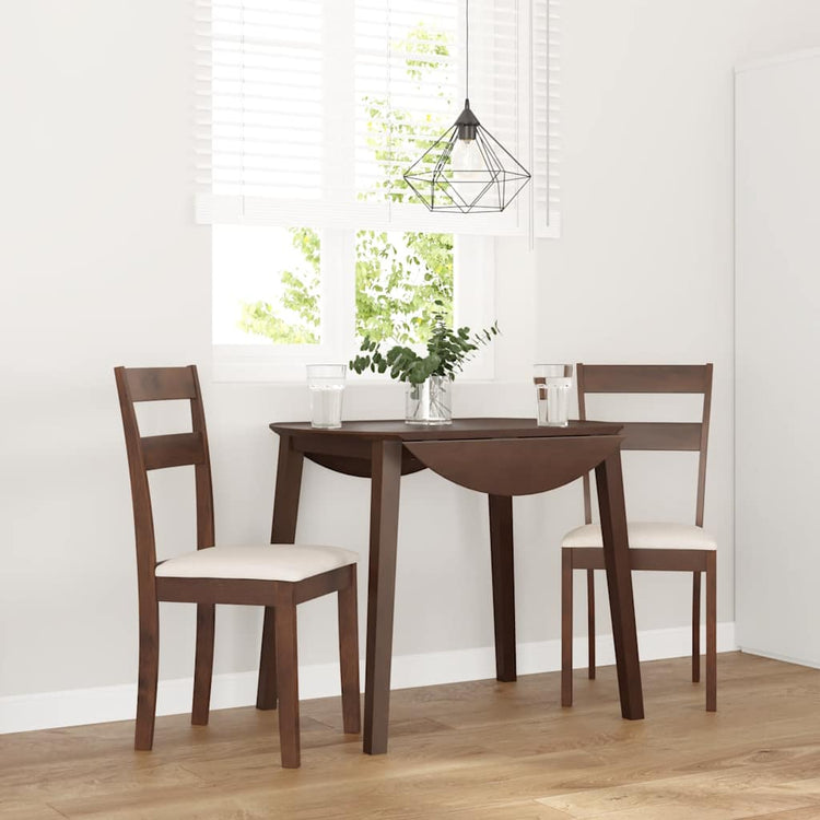 Sedie da Pranzo con Cuscini 2pz Marrone Legno Massello di Hevea