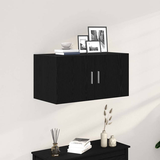 Armadietto a Muro Rovere Nero 80x39x40 cm in Truciolato