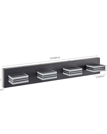 LED Modern Black Vanity Lights – 4-Lights Acrylic Matte Black Bathroom Vanity Lights for Over Mirror