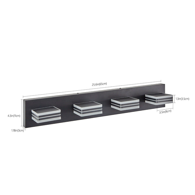 LED Modern Black Vanity Lights – 4-Lights Acrylic Matte Black Bathroom Vanity Lights for Over Mirror